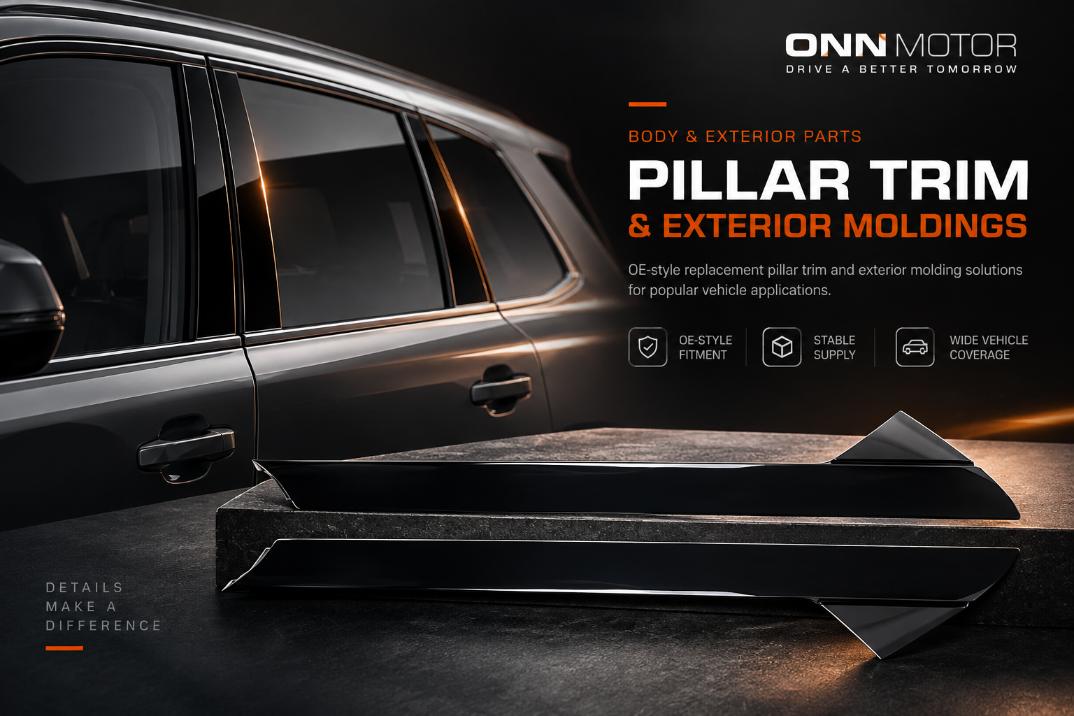 ONN MOTOR Automotive Pillar Trim and Exterior Moldings